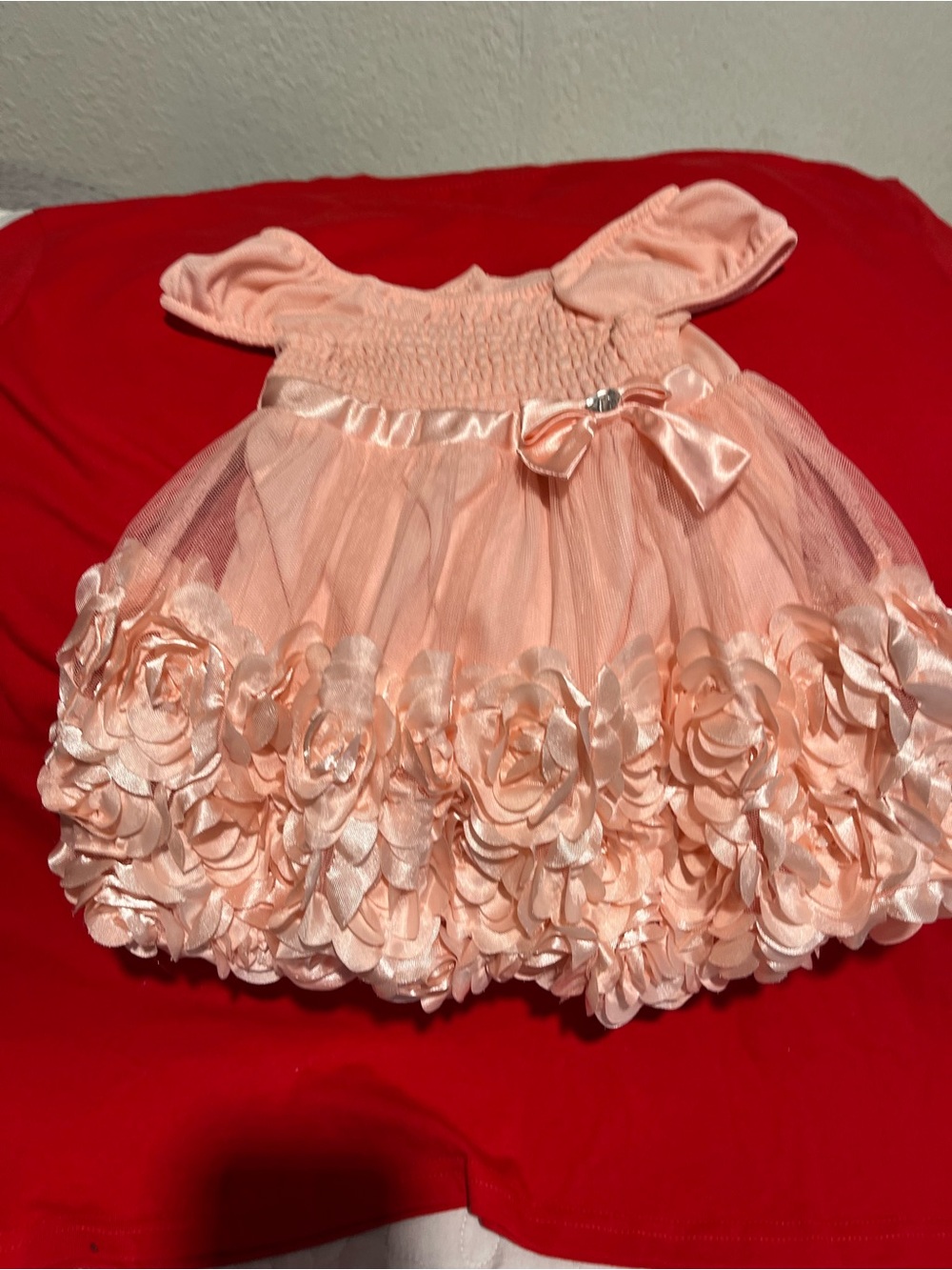 Pink Floral Rosette Tulle Girls' Formal Dress